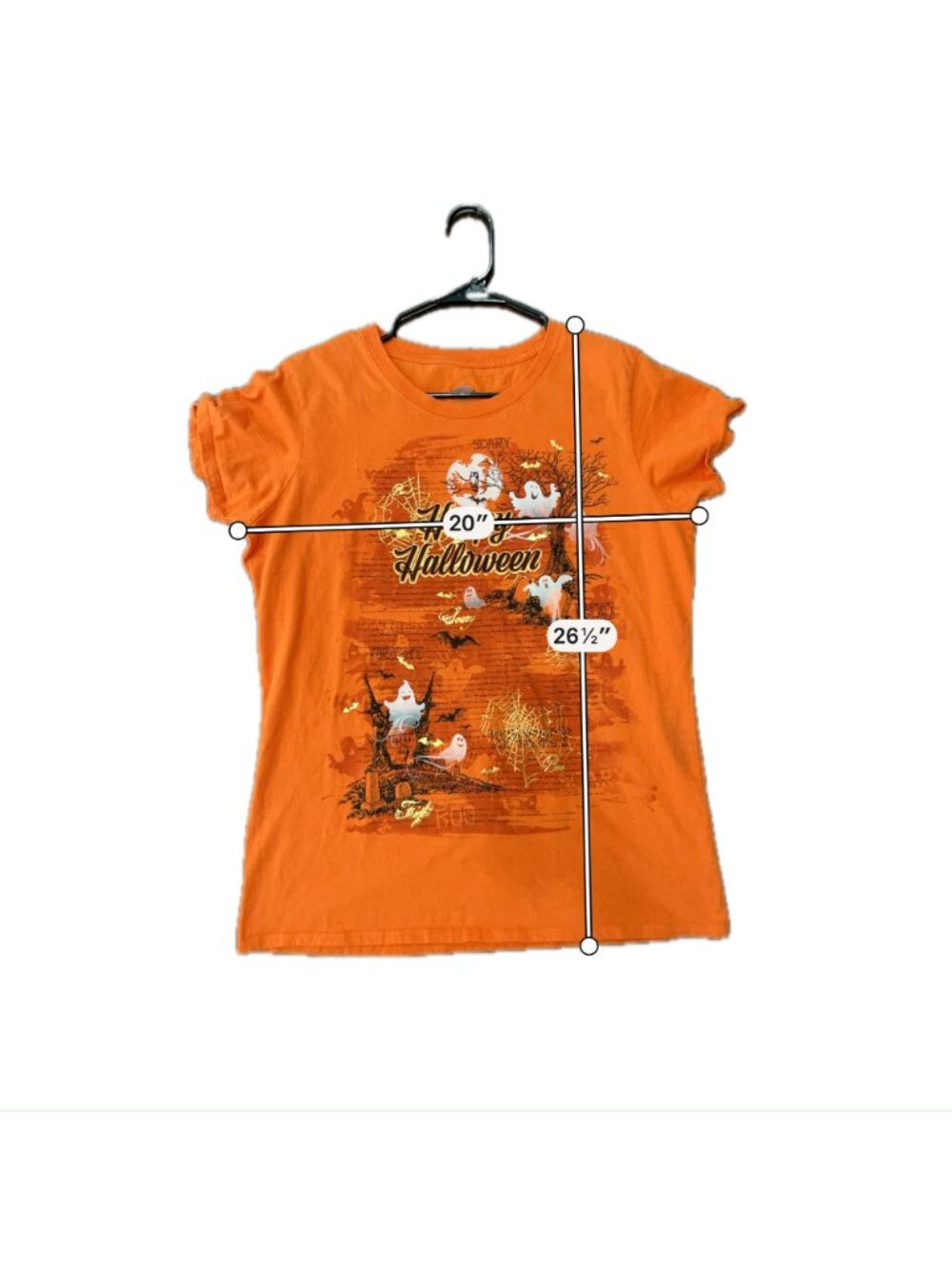 Way To Celebrate XL Halloween T Shirt Ghosts Bats Orange Tee Kitschy Spooky - Picture 7 of 10